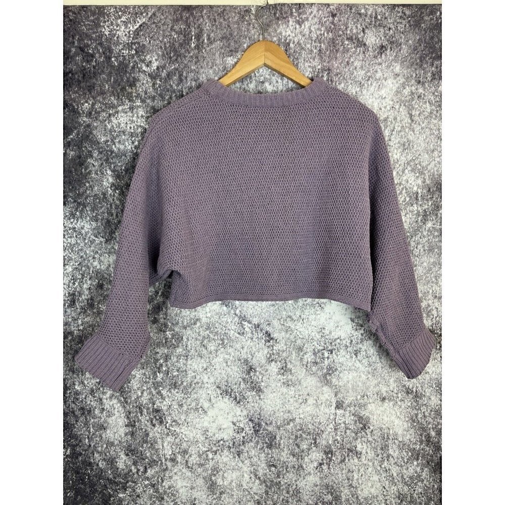 Derek Heart Purple Crochet Knit Cropped Sweater women's Juniors Small - Picture 11 of 11